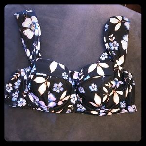 ASOS black floral swim top 36G